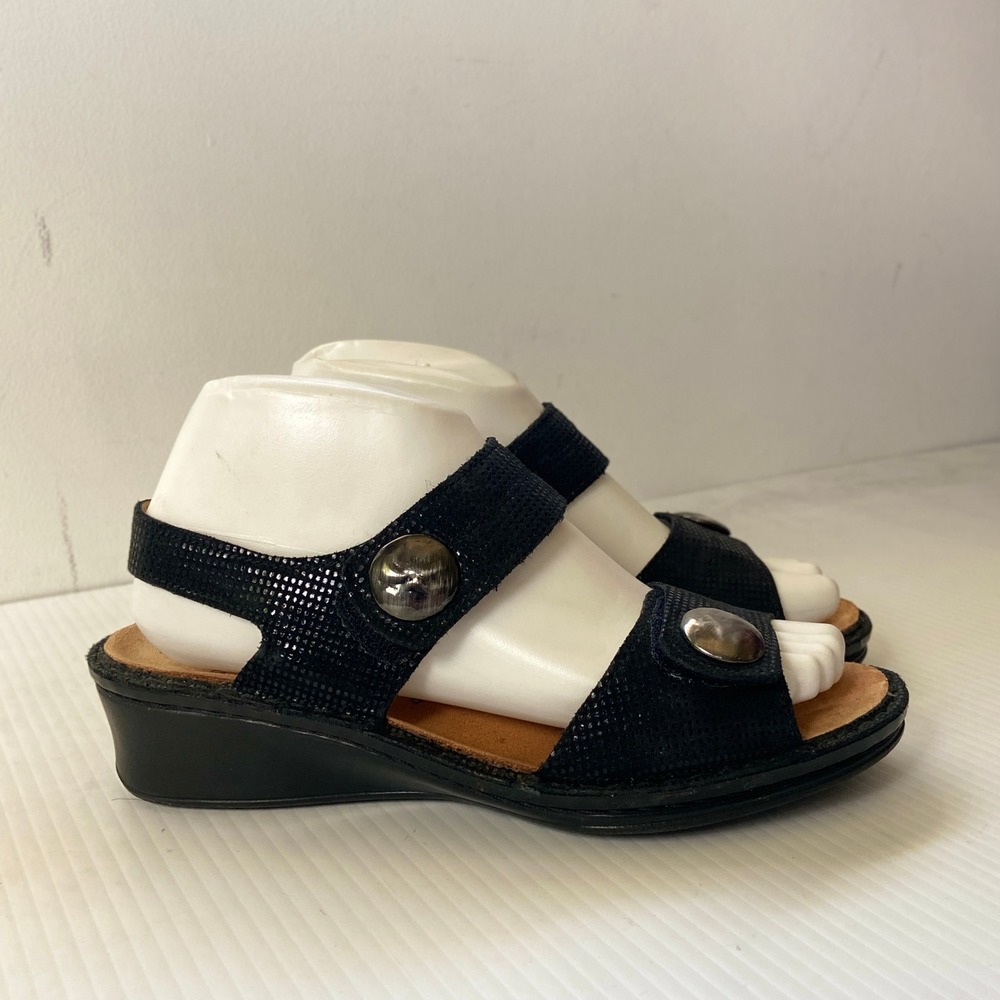 Finn Comfort Alanya Sandals Embossed Black Leather Womens UK 4.5D US 7